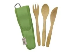 To-Go Ware - Childrens Bamboo Cutlery Set In Kiwi Green Carry Case -Primal Outdoors ad72ef998c7e54a73eaf507218a8d261
