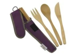 To-Go Ware - Bamboo Cutlery Set /w Chopsticks In Mulberry Purple Carry Case -Primal Outdoors dabd49a15ffee8039b47ee9ce7527983