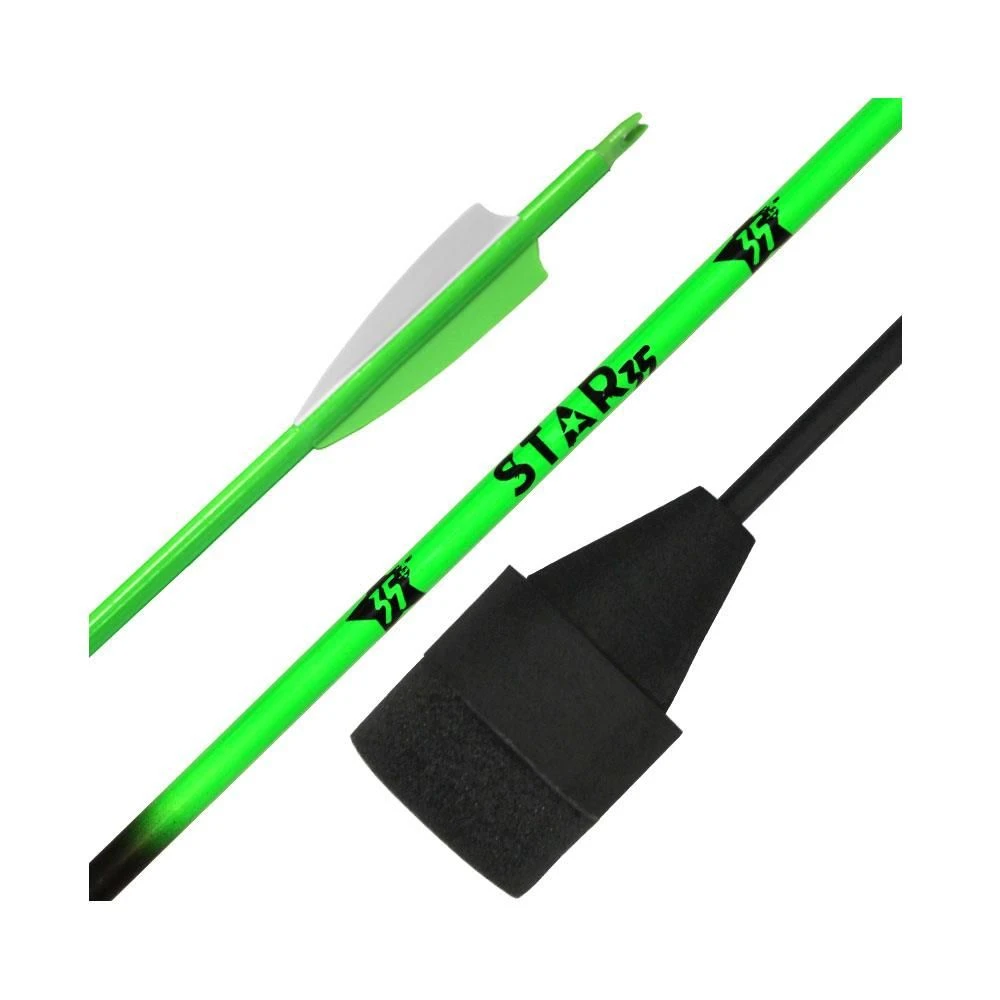 Mybo Star 35 Premium Fibreglass Arrows - Neon Green (3pk) Foam Tipped 1 Mybo Star 35 Premium Fibreglass Arrows - Neon Green (3pk) Foam Tipped